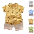 thumbnail image 4 of Odeerbi 1-5 Años Conjunto de Verano Para Niños Camisa de Manga Corta de Algodón Con Dinosaurio Conjunto de Dos Piezas Camisa Con Cuello Alto Estampada Pantalón Corto Con Cintura Elástica, 4 of 4