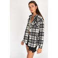 thumbnail image 4 of Black & Ivory Plaid Oversized Shacket - Women's Casual Button-Down Jacket, 4 of 4