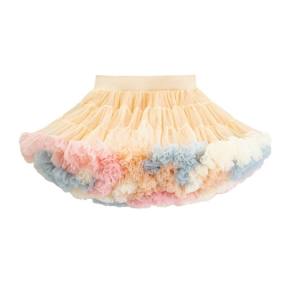 Juosiy Ladies Fashion Gauze Princess Skirt High Waist Ruffled Tutu Skirts Ballet Tulle Pettiskirts