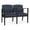 Batik Blue, variant on Amherst Steel Reception Waiting 2 Seat Tandem Seating / Black Steel / Black
