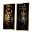 thumbnail image 3 of Designart "Majestic Lion King with a Golden Crown II" Animals Lion Framed Wall Art Set Of 2 - Children's Art Brown Gallery Wall Frame Set For Home Decor, 3 of 6