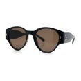 thumbnail image 5 of Womens Mod Vintage Style Thick Temple Round Hipster Plastic Sunglasses Black - Brown, 5 of 8