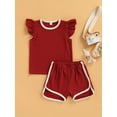 thumbnail image 2 of Genuiskids Toddler Kids Baby Girl Shorts Outfit Flying Sleeve Tank Tops Ribbed T-Shirt + Short Pants Summer Soft Clothes Sets, 2 of 7
