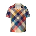 thumbnail image 5 of PAYOHTO Gingham Check Plaid Pattern Mens Hawaiian Casual Short-sleeved Shirt Tropical Summer Beach Button Down Shirts, 5 of 7