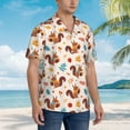 thumbnail image 3 of Vsdgher Forest Squirrel Nuts Print Men's Hawaiian Shirts Button Down Tropical Holiday Beach Shirts Vacation Clothes,X-Large, 3 of 7