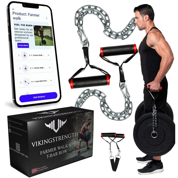 Farmer's Walk Handles Set with T-Bar Row & Viking Press Attachment 1 Pair