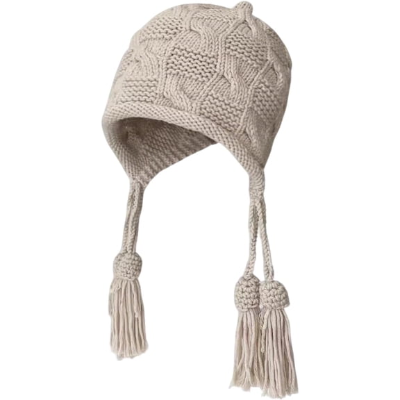 Knit Hat with Tassel, Melt The Ice Red Hat, Women's Winter Knitting Earflap Beanie Hat