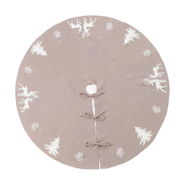 Base para falda de árbol de Navidad con diseño de alce tejido de hilo, tapete navideño decorativo color beige 122cm Acrílico Beige
