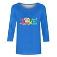 thumbnail image 4 of Xihbxyly Hauts Décontractés pour Femmes T-shirt Imprimé Col Rond de Pâques Manches 3/4 Col Rond Chandail Tendance à Petit Prix, 4 of 5