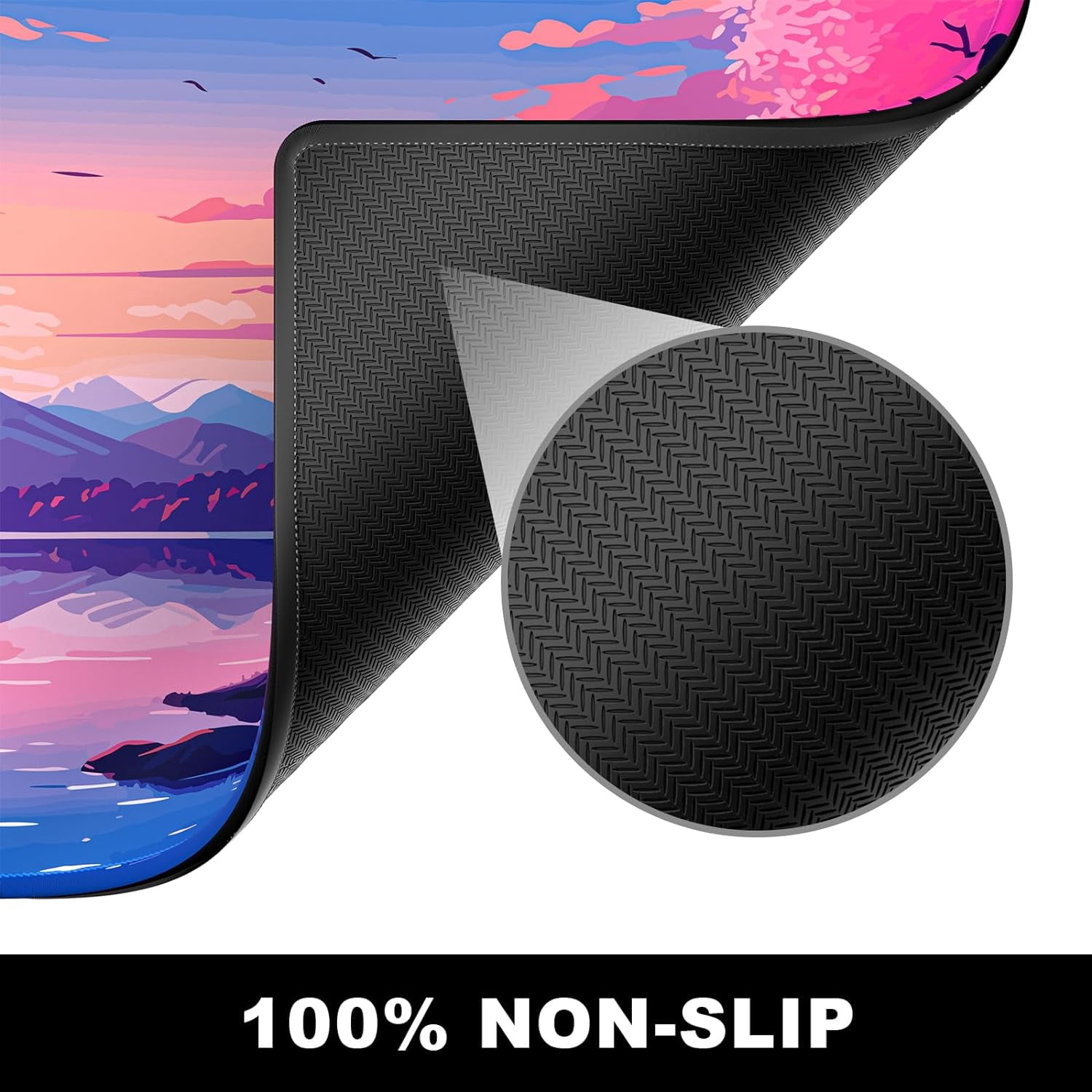 Large Mouse Pad, Desk Pad, XXL XL Extended Gaming Mouse Pad, Desk Mat for Office & Home, Long Keyboard Mat, Huge Mouse Pad, Desktop Full Cover 35.5 x 15.7 Inches, Anime Tranquil Sakura Lake