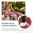 thumbnail image 4 of Round Outdoor Tablecloth with Umbrella Hole and Zipper, Burgundy Leaves Tablecloth with Elastic Waterproof, Farmhouse Botanical Branch Vintage Modern Patio Table Covers for 55" - 60" Pool Tables, 4 of 9