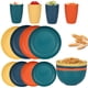 thumbnail image 1 of Nvzi 16pcs Wheat Straw Dinnerware Set,Plates and Bowls Set,Camping Dish Set for 4, Plastic Dinnerware Set,Dishwasher Safe Dinnerware Set,Multicolour B, 1 of 5