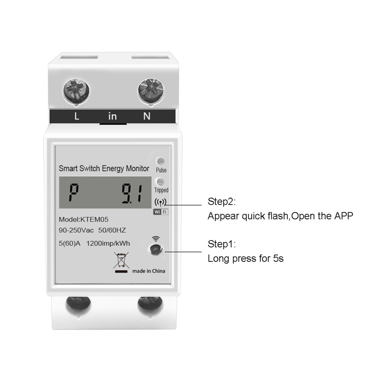 Din Rail WIFI Tuya Smart Energy Power Meter KWH Voltmeter Ammeter Smart Life Wattmeter Remote Switch Control Monitor ,Overload Protection