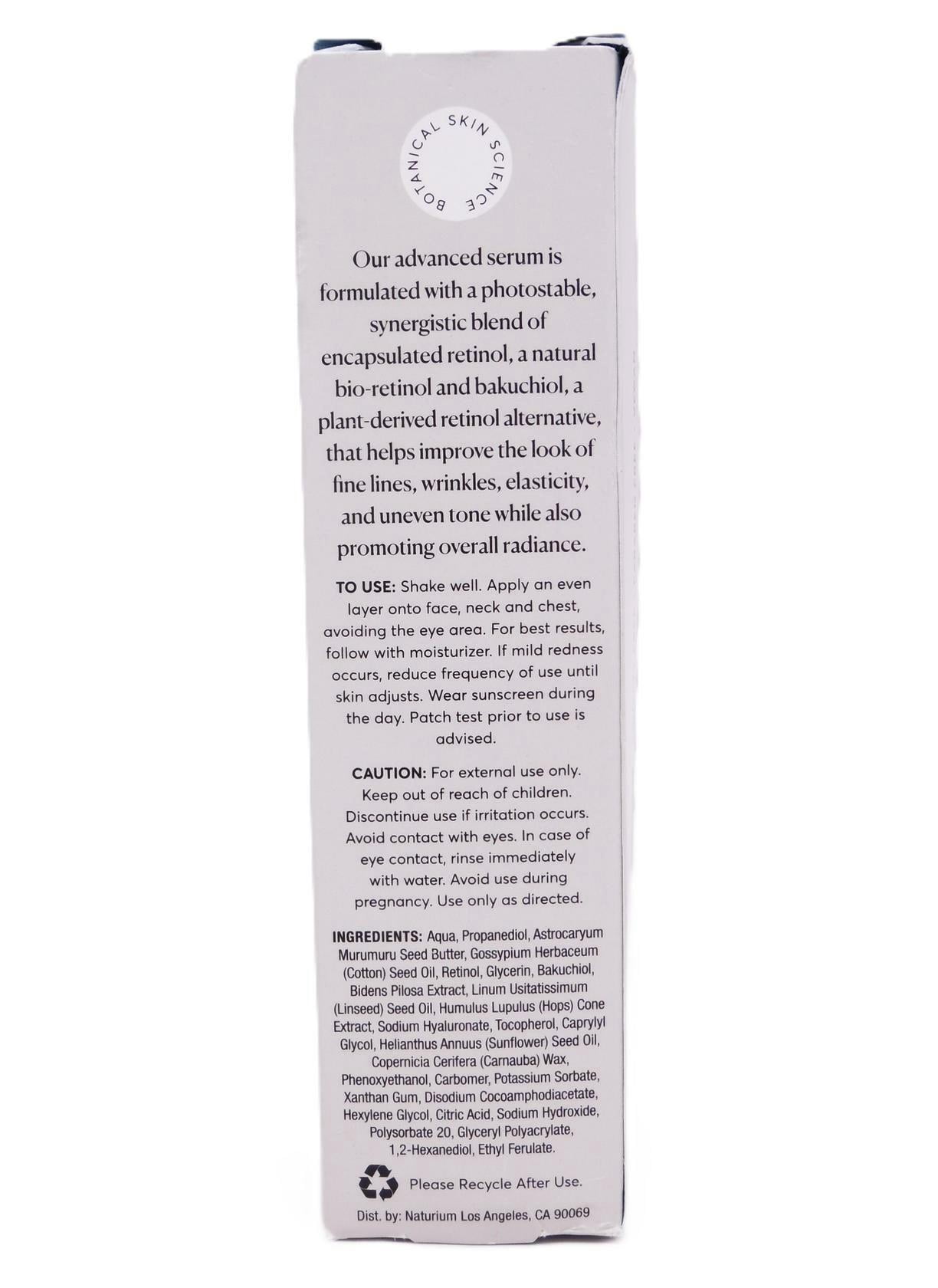 Naturium Retinol Complex Serum, Encapsulated Retinols & Bakuchiol, Refining & Smoothing Facial Serum, 1 fl oz