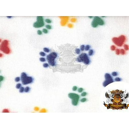 Blizzard Fleece Fabric - Fleece Printed Fabric Animal Print PAWPRINT MULTICOLOR / 58