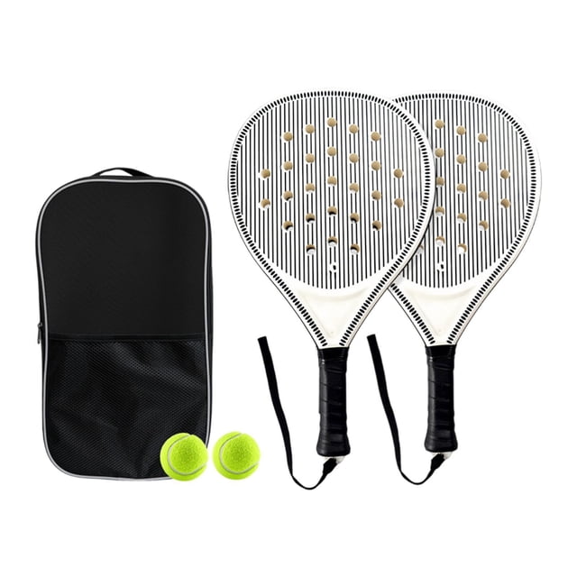 Raqueta de pádel de fibra de carbono con correa para la muñeca, para tenis de playa 2 raquetas con bolsa para pelotas