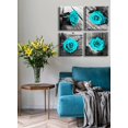 thumbnail image 6 of Bedroom Decor - Teal Rose Flowers Canvas Wall Art - Turquoise Decor for Living Room Black and White ons Artwork Painting Modern Wedding for Couple Stretched and Framed, 6 of 6