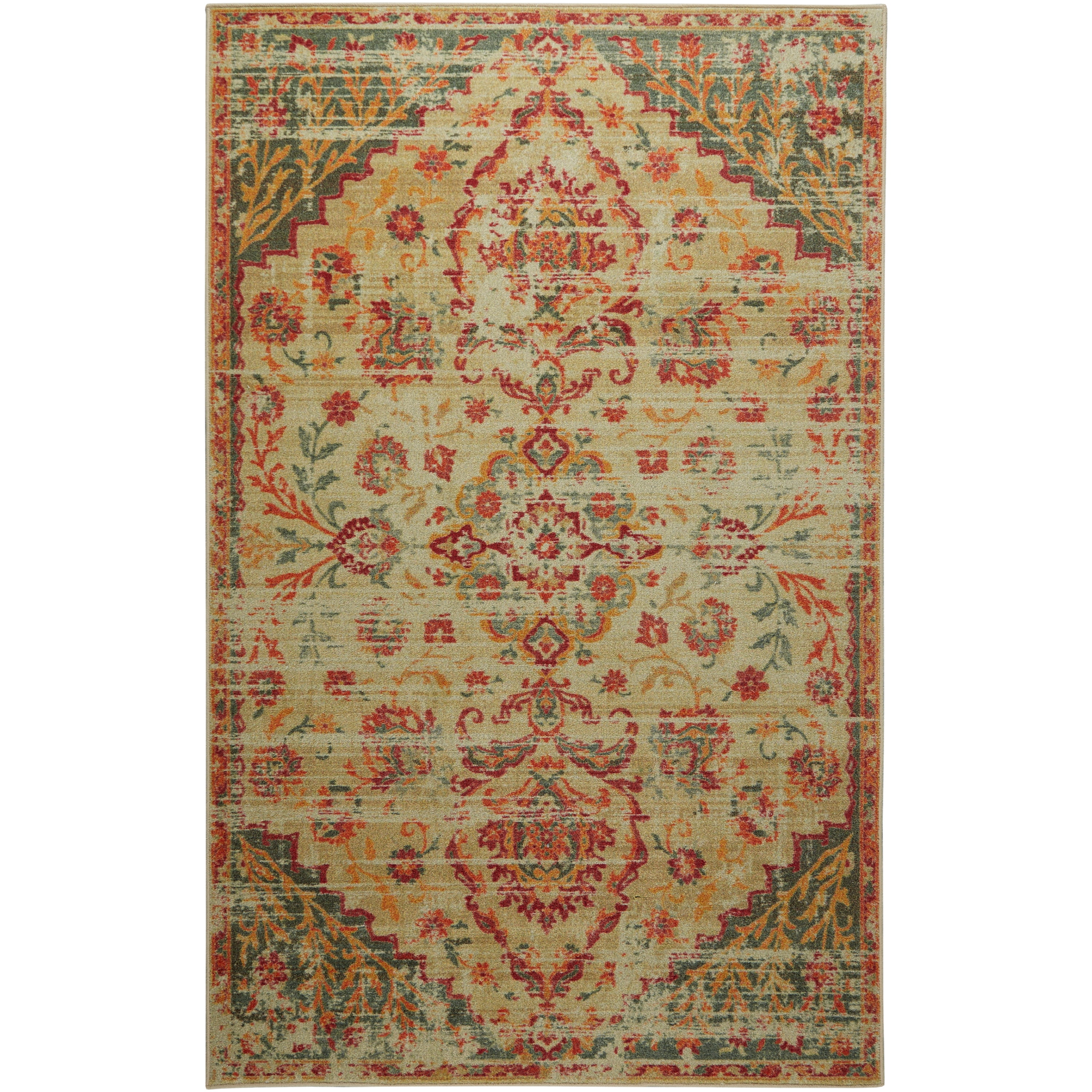 Mohawk Home Prismatic Jaxton Gold Transitional Ornamental Oriental Precision Printed Area Rug, 10'x14', Gold & Tan