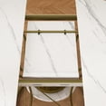 thumbnail image 5 of white 43 inch Round Extendable Dining Table with Storage Shelf & Gold Metal Base, 5 of 19