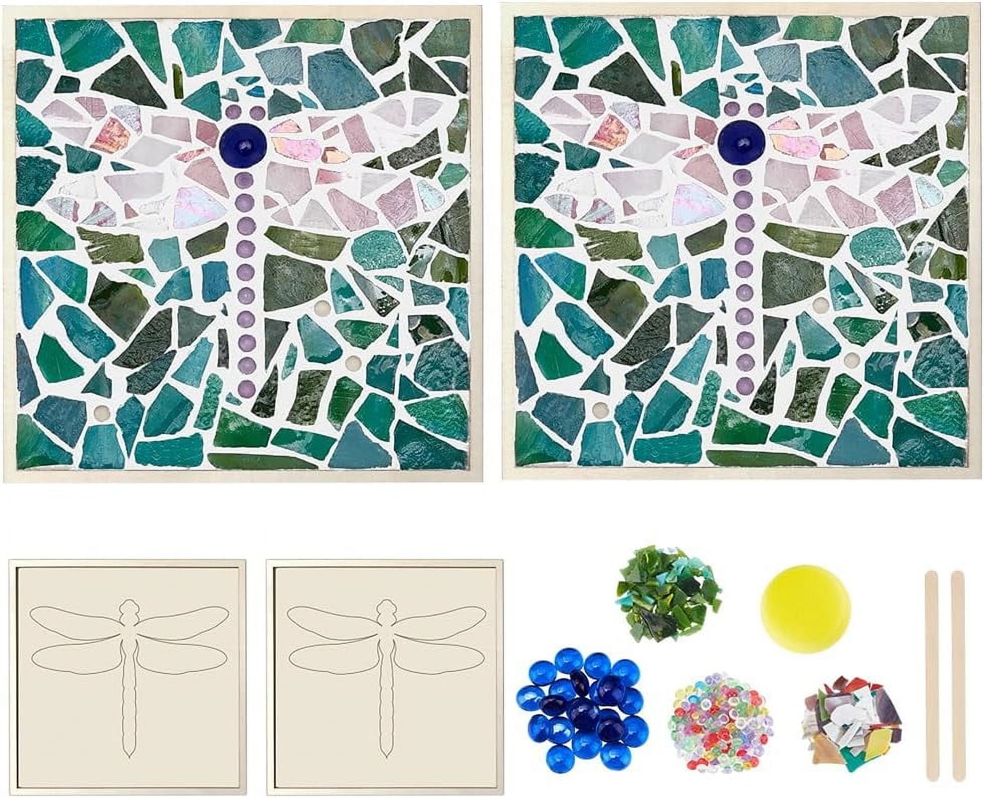 WEBEEDY 3 Styles DIY Mosaic Craft Kit Flower Mosaic Bamboo Coasters