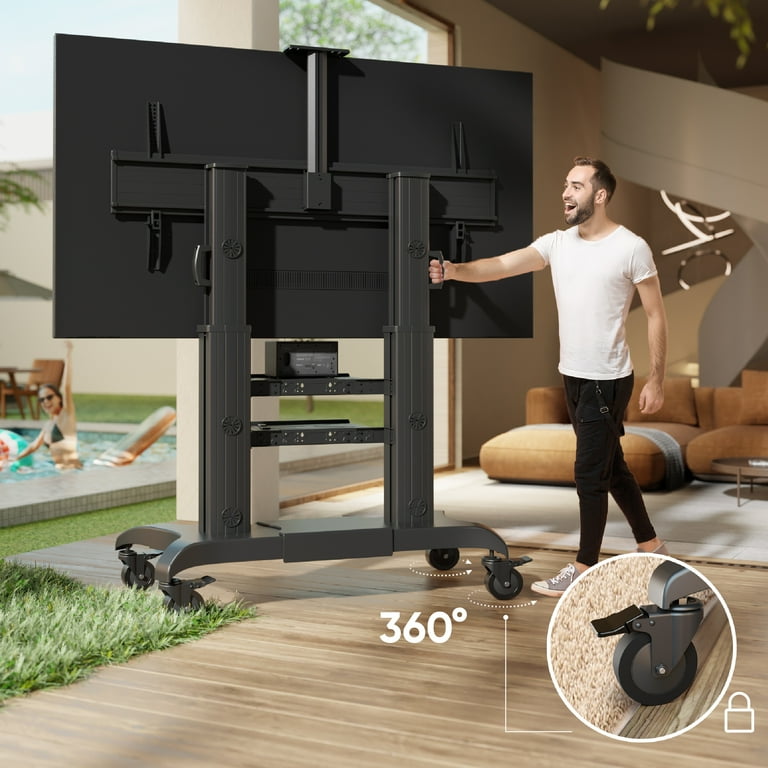 ONKRON Rolling Large Flat Screen Mobile TV Stand, Heavy Duty