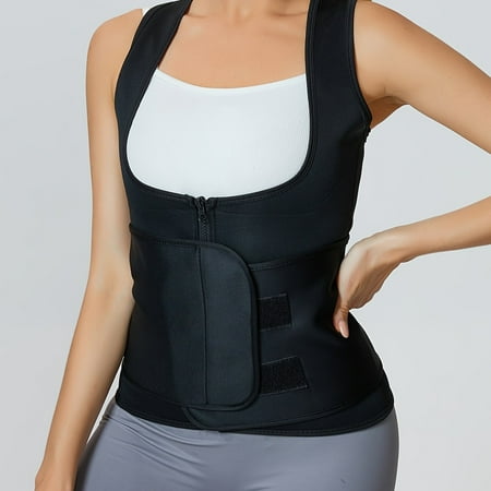 

Sweat Shaper Waist Trainer Tank Top For Women Zip Up Sauna Belt Waist Cincher Sauna Slimming Belt