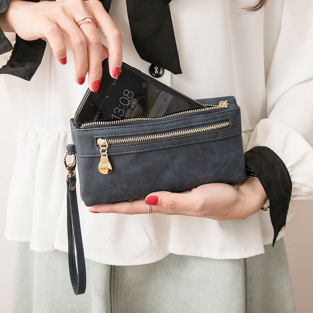 Cartera larga vintage para mujer Cartera multifunción para mujer Bolso de mano