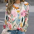 thumbnail image 2 of Sweatshirt For Womens Crewneck Watercolor Wildflowers Hoodies Teen Girls Cute, 2 of 7