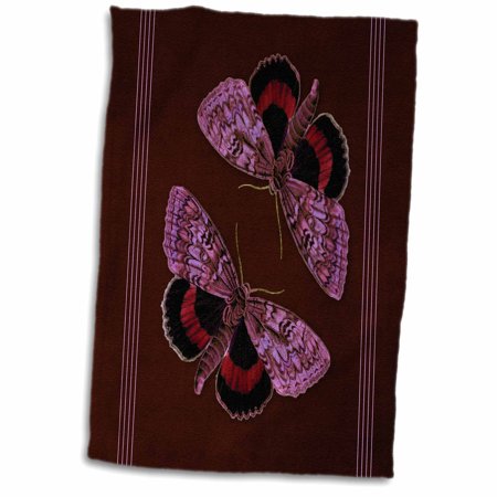 3dRose Burgundy and lavender butterflies on a textured burgundy background with lavender line accents - Towel, 15 by 22-inch