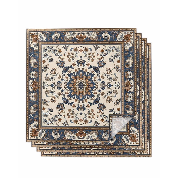 nqOlkjepod Brown Blue Boho Cloth Napkins Set of 4 Reusable Dinner Napkins, Southwestern Geometric Ethnic Art Cocktail Napkin Washable Table Napkins for Wedding/Holiday Party/Baby Shower 20"x20"