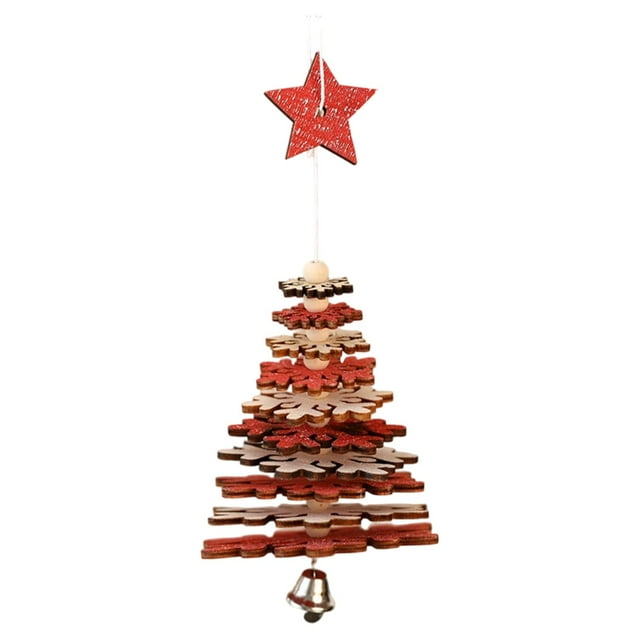 3D Snowflake Wooden Ornament Hanging Decoration For Christmas Tree Home Festive Adjustable String Design