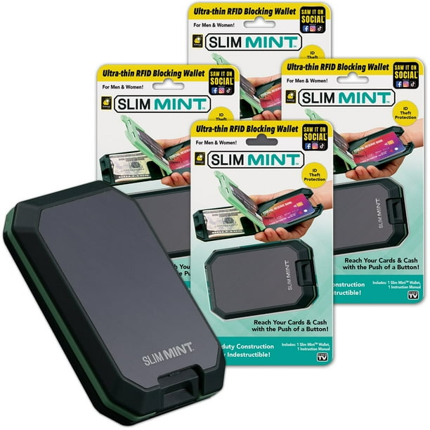 Slim Mint Wallet 4 Pack Ultra-Thin RFID-Blocking, AS-SEEN-ON-TV, ID
