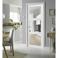 thumbnail image 6 of Solid French Pre-Hung Door Clear Glass 3 Lites | Lucia 2555 White Silk | Single Regular Panel Frame Trims Handle | Bathroom Bedroom Sturdy Doors-32" x 80", 6 of 6