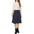 thumbnail image 2 of Allegra K Women's Plaid Vintage Faux Wrap Buttons Midi High Waist Skirt, 2 of 6