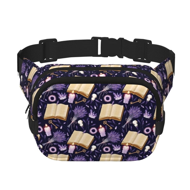 Fotbe Lavender Flowers Cangurera Cuadrada con Estampado de Doble Capa, Bolsa de Cintura Ajustable Mini para Hombres y Mujeres