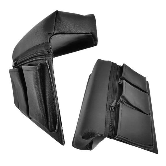 2Pcs Car Door Armrest Support Pad Leather Window Armrest Door Storage Pad Car Armrest Pad with Side Storage Bag Black