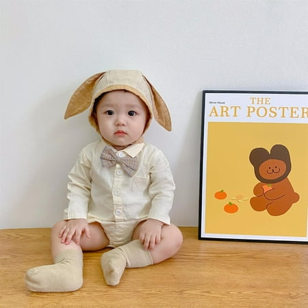 

Hunpta Newborn Infant Baby Girls Boys Autumn Solid Long Sleeve Bow Tie Romper Bodysuit Clothes