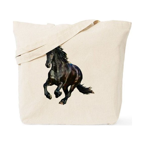 CafePress - Black Stallion Horse Tote Bag - Unisex Canvas Tote Bag, Beige, 1-Piece