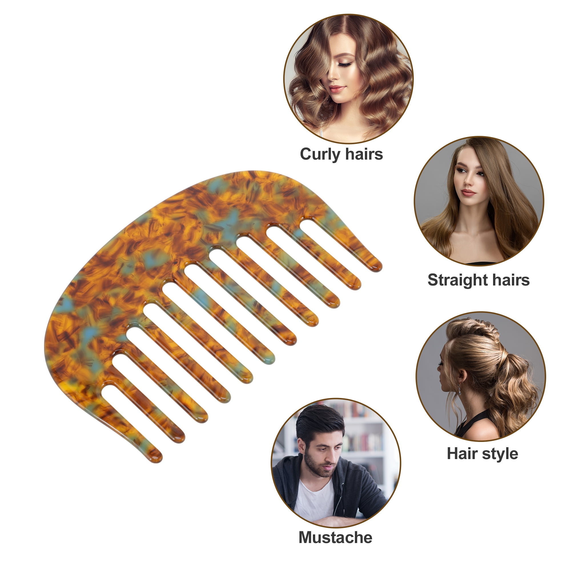 Unique Bargains 1 Pc Mini Wide Tooth Comb for Women Pocket Size Brown 3.94"x2.36"