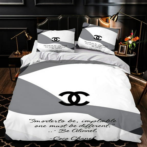 Chic 3-Piece Duvet Cover Set with Elegant Inspirational Quote White & Gray Design Luxurious Modern Bedroom Decor