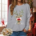 thumbnail image 6 of larppty Sweatshirt Women Christmas Reindeer Print Long Sleeve Sweater Xmas Crewneck Pullover Casual Blouse Tops (Grey, L), 6 of 9