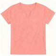 thumbnail image 5 of Horkkom Womens Summer Tops Solid Color V Neck Short Sleeve Shirts Casual Loose T Shirts L, 5 of 6