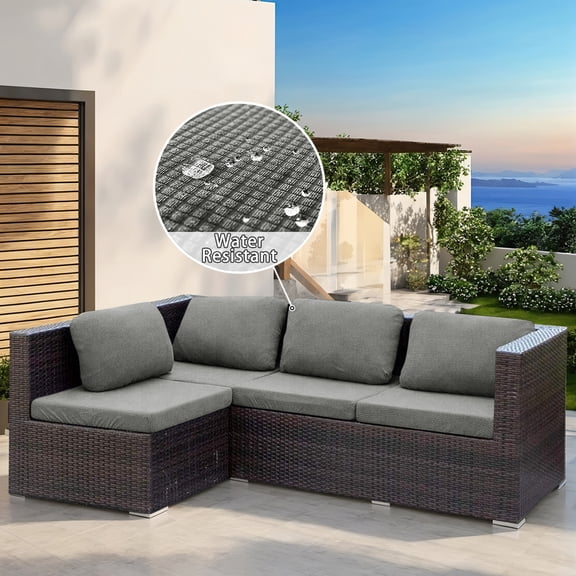DONGPAI Outdoor Cushion Covers Waterproof for Patio Furniture, Stretch Couch Cushion Slipcovers 1-Piece Jacquard Sofa Seat Protector, Replacement Rectangle Cover for Sectional RV, Gray, 1 Seat