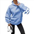 thumbnail image 2 of Sudaderas con Capucha de Moda para Mujer, Sudaderas Holgadas de Gran Tamaño, Camisetas de Larga, Corte Holgado. Azul XL, 2 of 9