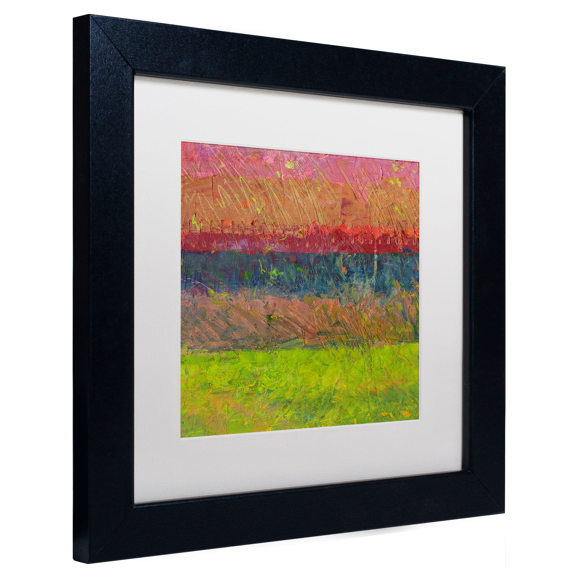 Trademark Fine Art "Lake and Hills" Canvas Art by Michelle Calkins, White Matte, Black Frame