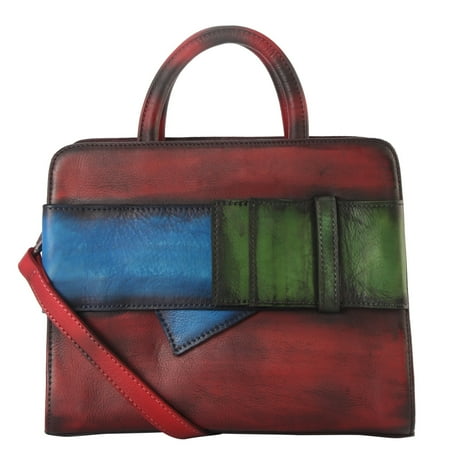 Double Buckle Tote - Genuine Leather 3 Tones Buckle Deoration Tote