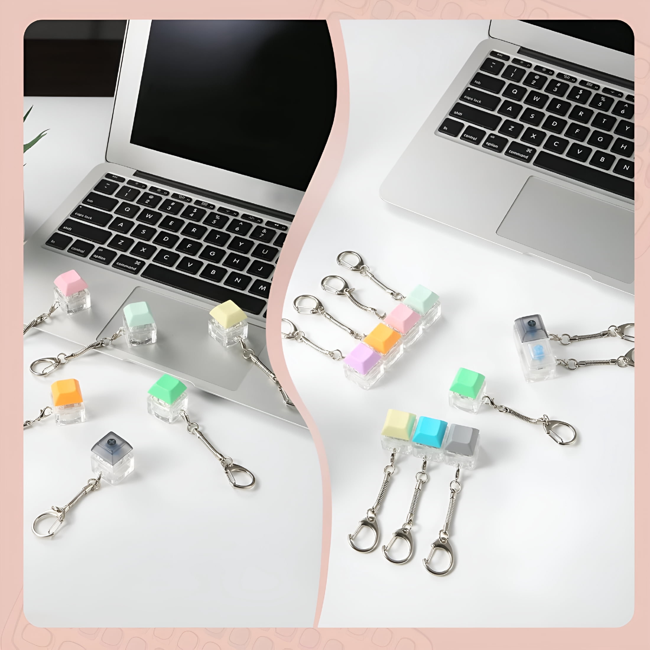 CYFW 16 Pack Fidget Keyboard Keychain Toys,Finger Keyboard Fidget Toy,Keycap Fidget Keychain for Diy Crafts,Party Supplies,16 Colors