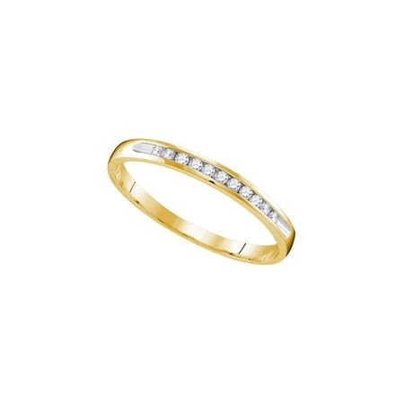 Diamond Bridal Anniversary Ring 10k Yellow Gold Womens Round Diamond Wedding Anniversary Bridal Band Ring 1/10 Cttw ()