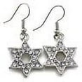 thumbnail image 2 of Clear Jewish Star of David Dangle Hoop Earrings Silver Tone Fashion Jewelry q1, 2 of 2