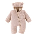 thumbnail image 2 of CUZIBR Baby Toddler Girls Romper Outfit Suit Solid Color Long Sleeve Full Zip Up Fuzzy Hooded Jumpsuit Footies Kids Boys One Piece Winter Thermal Warm Snowsuit Clothes Bodysuit,Light Gray,3-6 Months, 2 of 9